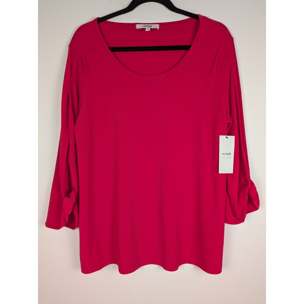 Sympli Wide Twist  3/4 Sleeve, Watermelon Pink, Size Women 12 NWT